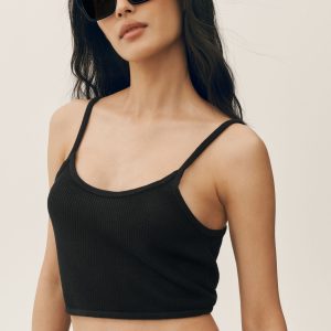 Alo Yoga Silk Cashmere Cropped Heat Wave Tank - Black