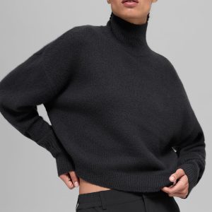 Alo Yoga Wool Cashmere Cropped New Class Turtleneck Sweater - Black