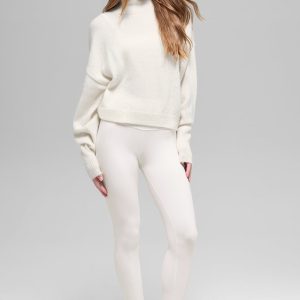 Alo Yoga Wool Cashmere Cropped New Class Turtleneck Sweater - Ivory