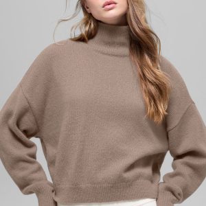 Alo Yoga Wool Cashmere Cropped New Class Turtleneck Sweater - Chai Latte