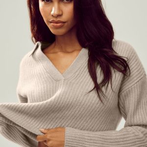 Alo Yoga Cashmere Northstar Polo - Oat Heather