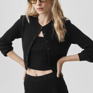 Alo Yoga Mini Cable Sweater Cardigan - Black