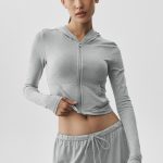 Alo Yoga Alosoft Finesse Full Zip Fitted Hoodie - Vintage Athletic Heather