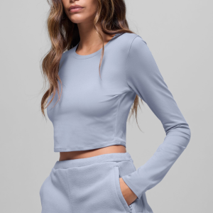 Alo Yoga Alosoft Crop Finesse Long Sleeve - Winter Frost
