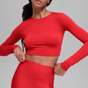 Alo Yoga Alosoft Crop Finesse Long Sleeve - Bright Red