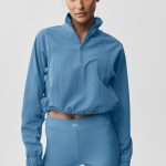 Alo Yoga Cropped 1/4 Zip Alumni Pullover - California Blue
