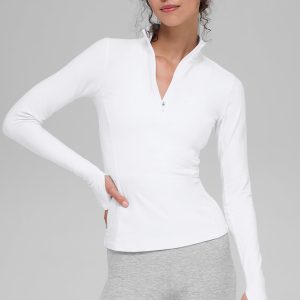 Alo Yoga Alosoft 1/2 Zip Rapid Pullover - White