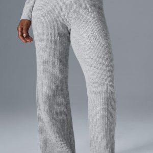 Alo Yoga Cashmere High-Waist Plush Waffle Pant - Athletic Heather Grey