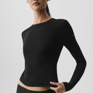 Alo Yoga Ribbed Sea Coast Long Sleeve - Black