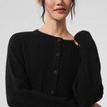 Alo Yoga Cashmere Plush Waffle Cardigan - Black