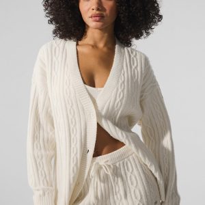 Alo Yoga Cable Knit Winter Bliss Cardigan - Ivory
