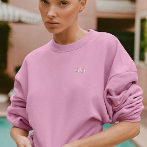 Alo Yoga Cropped Accolade Crewneck - Candy Heart Pink