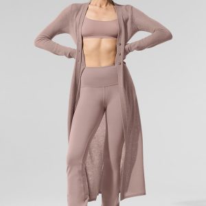 Alo Yoga Sheer Cashmere Long Cardigan - Taupe