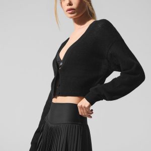 Alo Yoga Sheer Cashmere Cropped Cardigan - Black