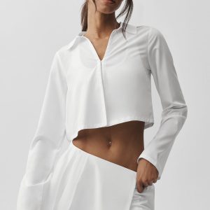 Alo Yoga Cropped Unmatched Long Sleeve - White
