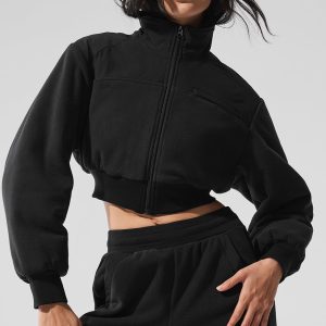 Alo Yoga Polar Fleece Cropped Wintry Mix Jacket - Black