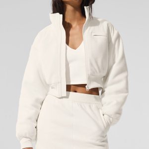 Alo Yoga Polar Fleece Cropped Wintry Mix Jacket - Ivory