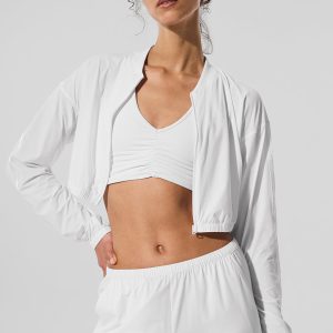 Alo Yoga Cropped Breezy Full-Zip Cover Up - White