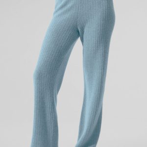 Alo Yoga Cashmere High-Waist Plush Waffle Pant - Celestial Blue Heather