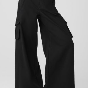 Alo Yoga Show Off Cargo Wide Leg Trouser (Long) - Black