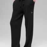 Alo Yoga Snuggle Up Sweater High-Waist Wide Leg Pant - Black