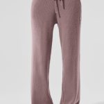 Alo Yoga Snuggle Up Sweater High-Waist Wide Leg Pant - Mushroom