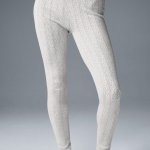 Alo Yoga Pointelle Sweater High-Waist Be Mine Legging - Light Grey Heather