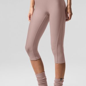 Alo Yoga Airlift Mesh High-Waist Just Right Capri - Taupe