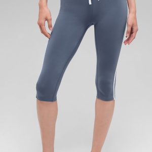 Alo Yoga Airbrush High-Waist Race Pace Capri - Bluestone/White