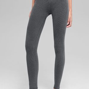 Alo Yoga Seamless High-Waist Two Tone Rib Legging - Dark Misty Grey Heather
