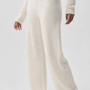 Alo Yoga Wool Cashmere High-Waist New Class Wide Leg Pant - Ivory