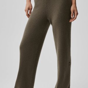 Alo Yoga Wool Cashmere High-Waist New Class Wide Leg Pant - Olive Tree