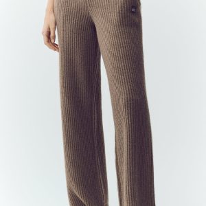 Alo Yoga Cashmere High-Waist Northstar Straight Leg Pant - Alpine Cocoa Heather