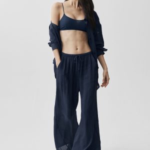 Alo Yoga Semi-Sheer Golden Hour High-Waist Straight Leg Pant - Navy
