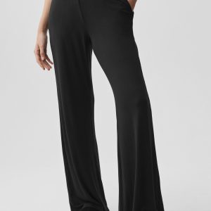 Alo Yoga Semi-Sheer Delicate Lounge Flare Pant (Long) - Black