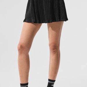 Alo Yoga Micro Plisse Tennis Skirt - Black