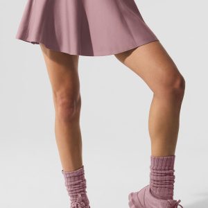 Alo Yoga Airlift Down The Line Tennis Skirt - Smoky Quartz