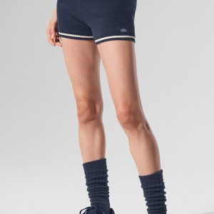 Alo Yoga Tennis Club Sweater Knit Hot Short - Navy/Ivory