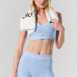 Alo Yoga 4" Alosoft High-Waist Heart Throb Short - Seashell Blue Heather/White