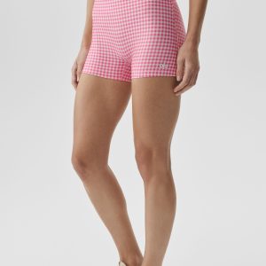 Alo Yoga 3" Airlift Gingham High-Waist Sleek Short - Paradise Pink Gingham