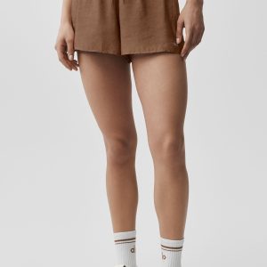 Alo Yoga Semi-Sheer Golden Hour Mid-Rise Short - Sun Kissed Brown