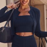 Alo Yoga Mini Cable High-Waist Sweater Short - Navy