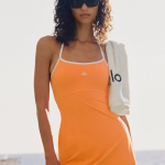 Alo Yoga ALO Softsculpt Halter Tennis Dress - Satsuma Breeze/White
