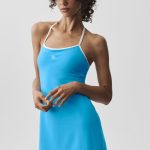 Alo Yoga ALO Softsculpt Halter Tennis Dress - Azure Blue/White