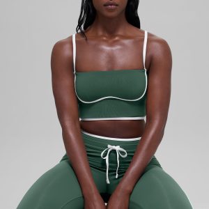 Alo Yoga Airbrush Streamlined Bra Tank - Clover Green/White