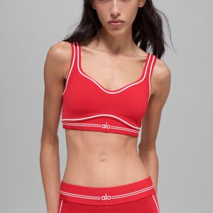 Alo Yoga Airbrush Heart Throb Bra - Bright Red/White
