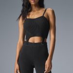 Alo Yoga Denim Knit Garter Tank - Black/Anthracite