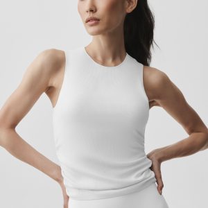Alo Yoga Ribbed En Pointe Tank - White