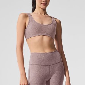 Alo Yoga Alosoft Center Stage Bra - Dark Pink Quartz Heather