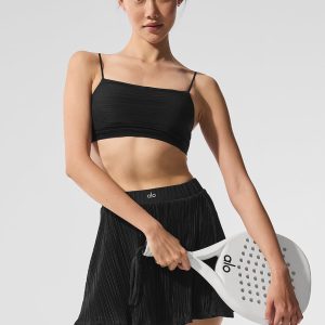 Alo Yoga Micro Plisse Game On Bra - Black